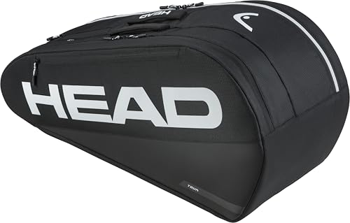 HEAD Tour Racquet Bag M (6R) Tennis Bag - Holds Up to 6 Racquets, CCT+ Climate Control Technology, 2 Main Compartments, Shoe Pocket & Backpack Carry System | 6 Racquet Capacity - color: Black