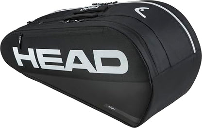 HEAD Tour Racquet Bag M (6R) Tennis Bag - Holds Up to 6 Racquets, CCT+ Climate Control Technology, 2 Main Compartments, Shoe Pocket & Backpack Carry System | 6 Racquet Capacity - color: Black