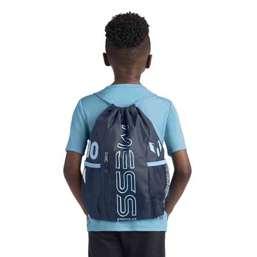 Messi Boys Lifestyle Drawstring Bag, Front & Water Bottle Pocket, Dark Blue