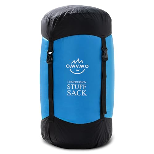 Compression Sack, 12L/19L/32L/46L/53L Water-Resistant Sleeping Bag Stuff Sack,Anti-Tear Ultra Light 400T 20D Nylon Storage Bag,Space Saving Gear for Camping Hiking Travel 1Pcs - color: Sky Blue, size: M/19L
