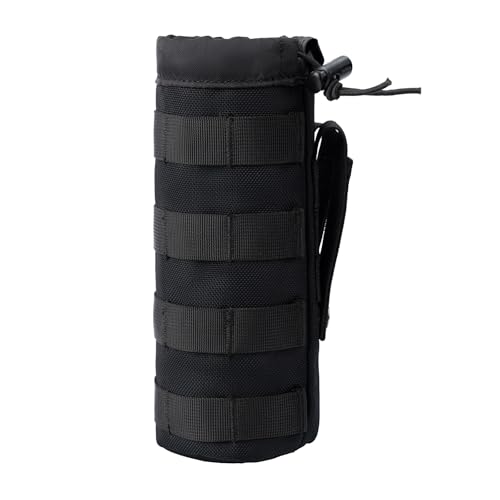 MOLLE Water Bottle Holder Tactical Nylon Bottle Pouches Hydration Carrier for Belt/Backpack/Vest/Bike Sports Outdoor Hiking Camping Hunting Fishing - color: Black, size: Inside Diameter: 3 3/4"