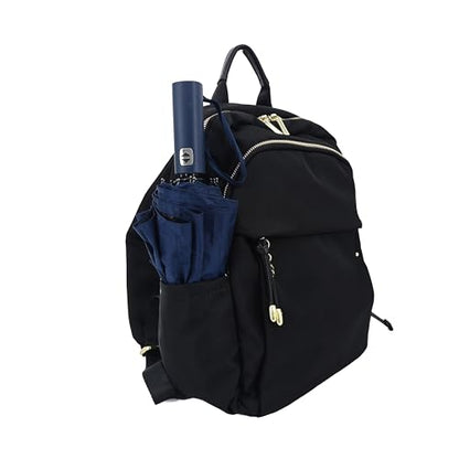 M-ioi-M Small Backpack Purse for Women, Fashion Nylon Daypack with Gold Hardware, Lightweight Water-Resistant Casual Commuting Bag for Work, College, City Walks, Fits up to 12" Tablet (Black, Small) - color: Black,small