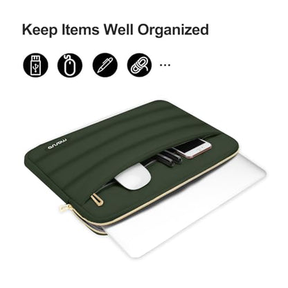 MOSISO Laptop Case 13.3 inch,13-13.3 inch Puffy Laptop Sleeve Compatible with MacBook Neo/Air 13.6 M5 M4 M3 M2 M1/Pro 13/14,HP Dell ASUS Lenovo,Polyester Horizontal Bag with Small Case, Army Green - color: Army Green, size: 13.3 inch