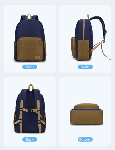 VASCHY School Backpacks, Lightweight Bookbag Schoolbag for Boys Casual Basic Simple Daypack for Men Navy Khaki - color: Navy Khaki