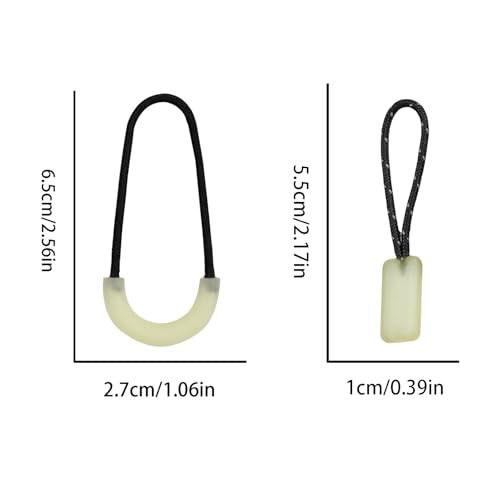 20 Pcs Self Luminous Zipper Pulls,Glow in The Dark Zipper Pulls Head for Outdoor Mountaineering Camping Easy-to-Find Heads for Backpacks, Jackets, Luggage (Square+U-Shaped) - size: Square+U-Shaped