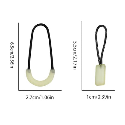 20 Pcs Self Luminous Zipper Pulls,Glow in The Dark Zipper Pulls Head for Outdoor Mountaineering Camping Easy-to-Find Heads for Backpacks, Jackets, Luggage (Square+U-Shaped) - size: Square+U-Shaped