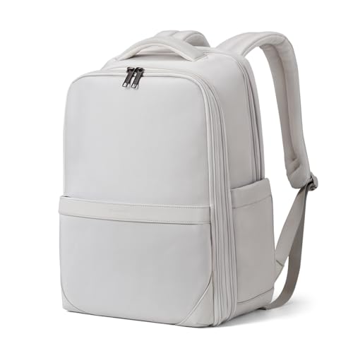 Hanke Expandable Travel Backpack 16 Inch, Full-Open Laptop Backpack Fits 15.6 Inch, Carry On Personal Item Bag with Luggage Strap, Business Work Backpack for Women Men, Grey (Cool Grey) - color: Grey (Cool Grey), size: 16 Inch