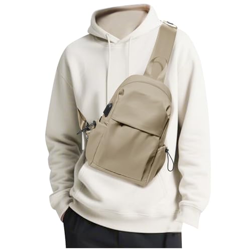 SEAFEW Brown Sling Crossbody Bag for Men Women, Tactical Backpack Shoulder Daypack Mini Anti-Theft Cross Body Motorcycle Chest Bags, Small One Strap Fanny Back Pack for Casual Travel Hiking Sport Gym - color: Brown