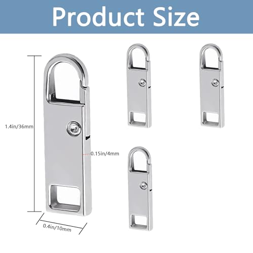 Deoward Zipper Pull Replacement Metal Zipper Handle Mend Fixer Tab Repair for Luggage, Backpacks, Suitcases, Jackets, Purses, Handbags (6 PCS) - style: Silver Zipper Pulls Cord