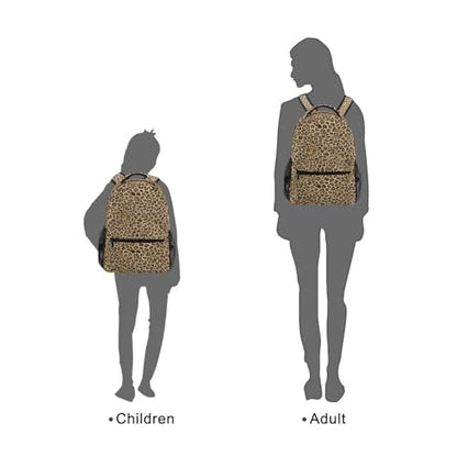 ALAZA Animal Leopard Print Brown Stylish Backpack Purse for Women Girls Kids School Personalized Laptop iPad Tablet Travel School Bag with Multiple Pockets - color: Leopard