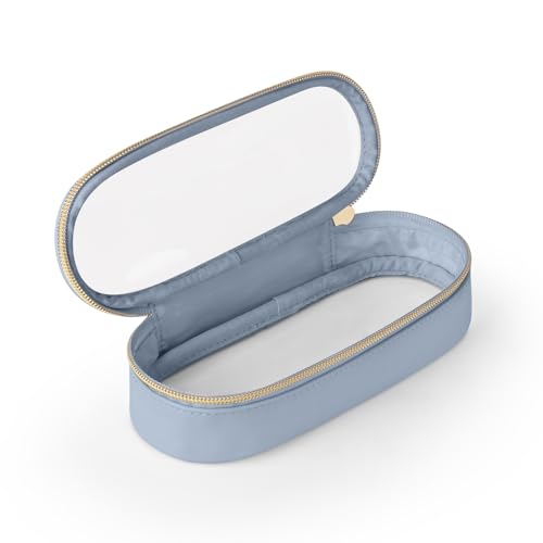 Soimeat Clear Travel Makeup Brush Holder, Leather Makeup Brush Toiletry Bag, Portable Cosmetic Brush Case, Transparent Waterproof Makeup Brush Storage Bag, Blue - color: Blue, size: Small