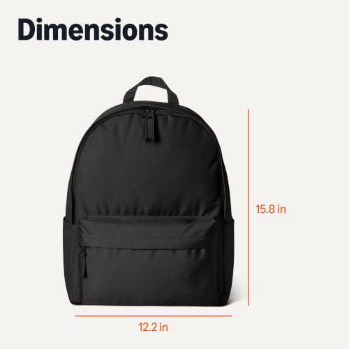 Amazon Basics Backpack for School, Travel, Study with Padded Adjustable Shoulder Straps, Spacious Compartment, Water Bottle Pockets, Durable Classic Design, Black - color: Black