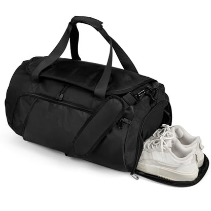 Gym Bag for Men Women With Shoe Compartment & Wet PocketWater Resistant Sports Gym Bag 、shoulder bag、messenger bag Carry On Duffel Bag forWeekend Overnight Traveling (black) - color: black