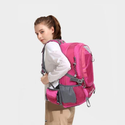 Hiking Backpack Camping 40L Outdoor Daypack Lightweight Travel Backpack with Rain Cover for Women Men (Pink) - color: Pink