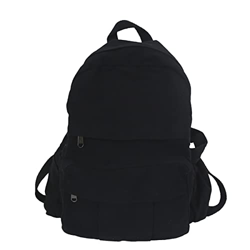 GAXOS Laptop Backpack for Women Travel Canvas Backpack for Women Vintage Black Aesthetic Backpack for School - color: Black