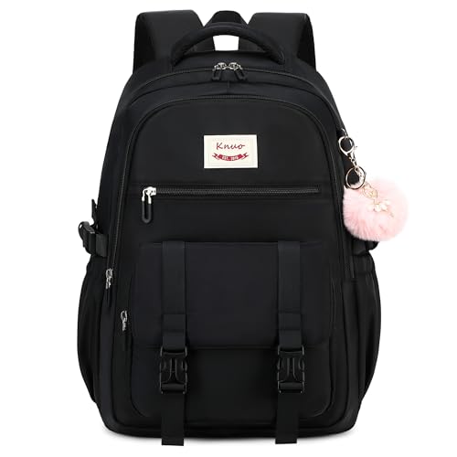 School Backpack for Teen Girls College Backpacks for Women Students Bookbag Large 15.6 Inch Laptop Bags Kids Kindergarten Elementary Middle School Bag Anti Theft Daypack Sport Travel Back Pack Black - color: Black