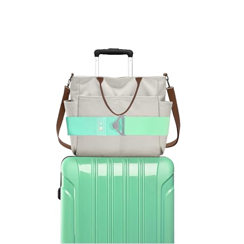 Bylion 2-in-1 Travel Belt for Luggage, Luggage Straps for Add a Bag Adjustable Suitcase Straps with Alloy Buckle Elastic Bungees Belt Hands-Free for Airport，Personalized Travel Accessories (Green) - color: Green