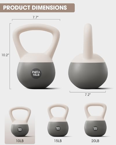 PAETA Soft Kettlebell for Home Fitness – Anti-Slip Grip & Wide Handle Design,Soft Kettlebell Set, Gentle Floor-Friendly Impact – 10lbs, 15lbs, 21lbs, for Home Functional Training - color: 10lbs White