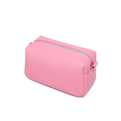 PU leather Organizer Bag Lightweight Cosmetic Bag with Ring Clasp Perfect Travel Makeup Bag for Women (Azalea Pink/PU) - color: Azalea Pink/PU