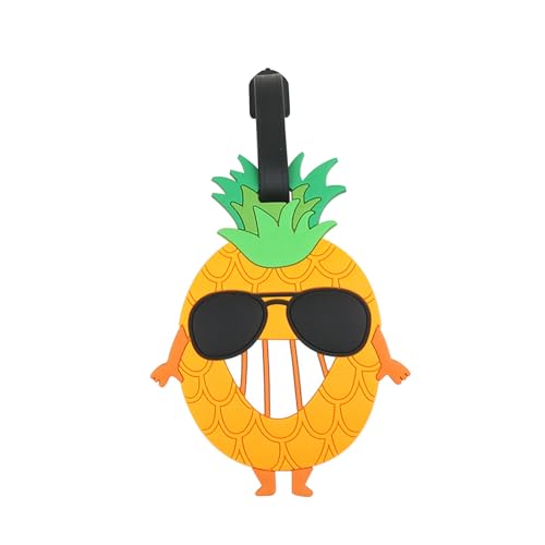 Cute Silicone Luggage Tag for Women Men Unique Travel Bag Tags Funny Colorful Identifier Suitcase Label (Sunglasses Pineapple) - color: Sunglasses Pineapple