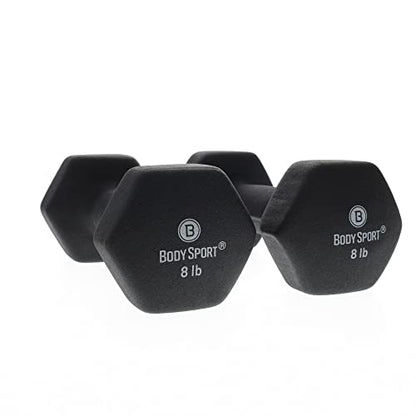 Body Sport Neoprene Dumbbell Weight - Latex-Free, Strength Training Equipment for Home Fitness & Gym Workouts - size: 8 pounds