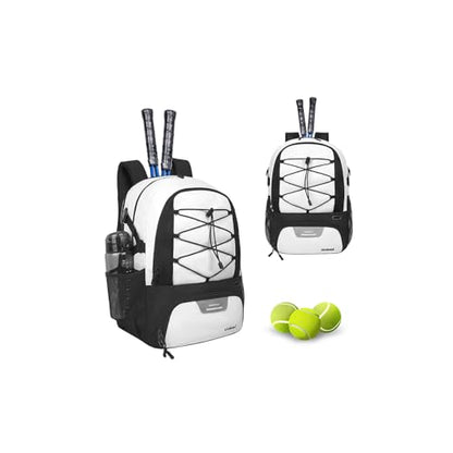 Goloni Tennis Backpack, Tennis Bag with Fence Hook & Ventilated Shoe Compartment, Holds 2 Tennis Rackets - color: Beige