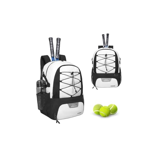 Goloni Tennis Backpack, Tennis Bag with Fence Hook & Ventilated Shoe Compartment, Holds 2 Tennis Rackets - color: Beige