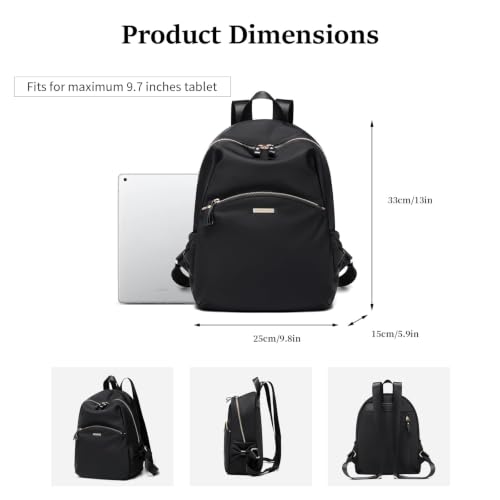 GOLF SUPAGS Stylish Laptop Backpack Purse for Women Girls Casual Travel Daypack Mini Backpack Handbag Nylon Bookbag - color: Black