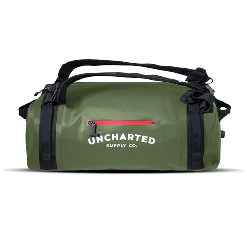 Uncharted Supply Co. The Vault Waterproof Duffel Bag - Airtight bag with Backpack Straps, Carry-On Size, Perfect for travel, boating, camping, recreation. (Olive, 45L) - color: Olive, size: 45L
