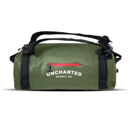 Uncharted Supply Co. The Vault Waterproof Duffel Bag - Airtight bag with Backpack Straps, Carry-On Size, Perfect for travel, boating, camping, recreation. (Olive, 45L) - color: Olive, size: 45L