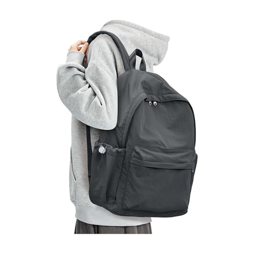 BJLFS Grey Backpack for School Women Girls, Waterproof Bookbag Cute High School Back Pack for Men Teen Boys, Lightweight Travel College Backpack Mochilas Escolares para Casual Daypack Rucksack - color: Grey