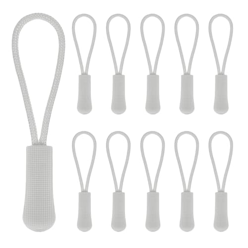 PATIKIL 2.6 Inch Zipper Pulls Replacement, 50 Pcs Nylon Cord Extension Zipper Pull Tab Tags for Handbag Backpacks Jackets Luggage Purses, Light Gray - color: Light Gray
