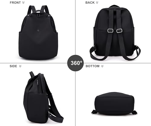 Mini Nylon Women Backpacks,Small Ladies backpacks Casual Lightweight Shopping Travel Daypack (Black) - color: Black