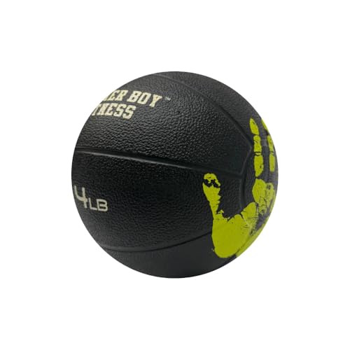 Medicine Ball with Handprint Design, Black, 2 lb to 20 lb, Strength and Core Training - size: 4 LB
