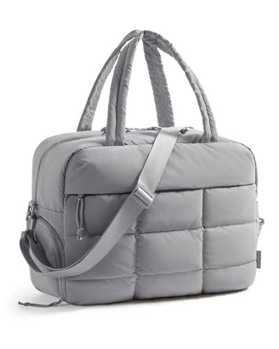 BAGSMART Gym Bag for Women, Carry on Travel Duffel Bag, Water-resistant Weekender with Shoe Compartment for Gym Travel Work, Grey, Medium - color: M-Grey, size: Medium