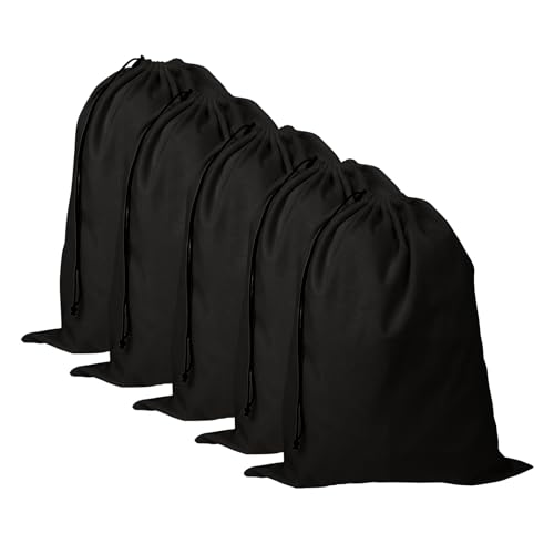 5 Pack Shoe Bags for Travel, Washable Dust Bags for Storage & Packing 17.7" x 13.8" Dustproof Shoe Bags Duster Flannel Shoes Storage with Drawstring Closure for Boots Handbags Shoes & Toys (Black) - color: Black