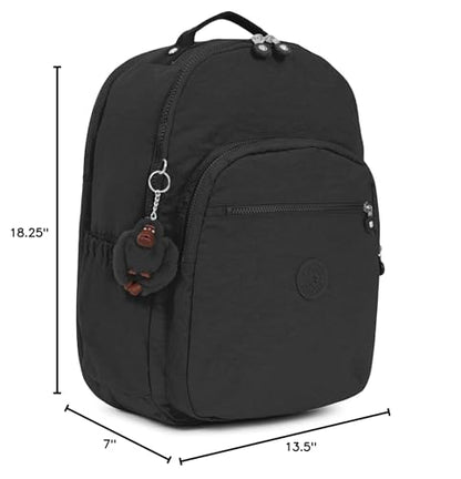 Kipling womens Seoul Go XL Backpack, Padded, Adustable Backpack Straps, Zip Closure, black tonal, One Size - color: Black Tonal, size: 13.5''L x 17.75''H x 9''D
