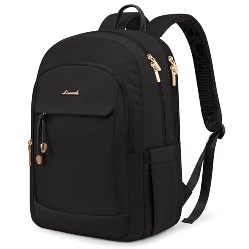 LOVEVOOK Laptop Backpack for Women, 15.6 inch Waterproof College Backpack Woman with Laptop Compartment Computer Bag Travel Backpack Purse, Large Black Computer Daypack for Work Casual, Black - color: Black, size: 15.6 inches