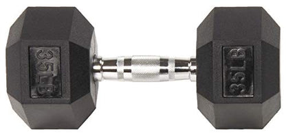 Fitvids 2nd Generation Rubber Coated Dumbbell Weight Chrome Grip Hand Weight, 35lbs, Pair