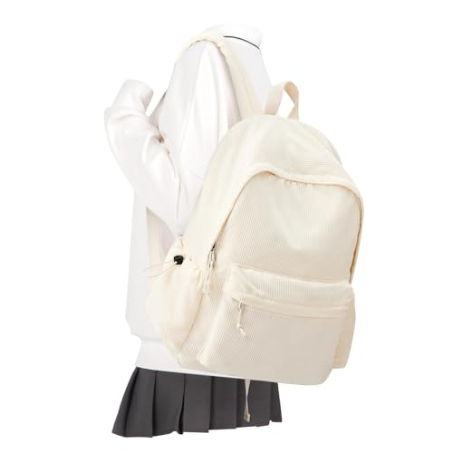 School Backpack for Teens Boys Girls Cute Corduroy Bookbag Classic Casual High School Bag Lightweight College Backpack For Women Men(Beige) - color: A2-beige