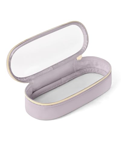 Soimeat Clear Travel Makeup Brush Holder, Leather Makeup Brush Toiletry Bag, Portable Cosmetic Brush Case, Transparent Waterproof Makeup Brush Storage Bag, Purple - color: Purple, size: Small
