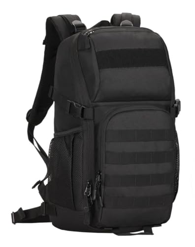 HUNTVP Tactical Backpack Military MOLLE Backpack Hunting Rucksack Gear Assault Pack 25L WR（Black） - color: Black-25l, size: 25L