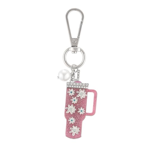 Madison Tyler Western Cowboy Boots Cherry Bow Bubble Tea Strawberry Cute Keychain | Bag Charms for Handbags Purse Charms - color: Mug