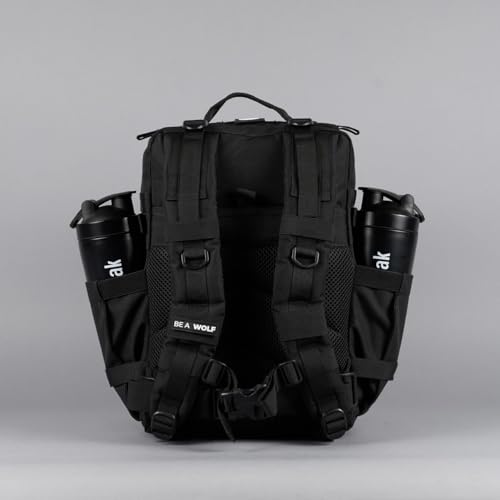 WOLFpak 35L Tactical Gym Backpack (Alpha Black) Durable 1000D Waterproof Oxford Material with MOLLE Webbing, Laptop Pocket & Dual Cup Holders, Durable Fitness/Travel/Military Daypack - color: Alpha Black