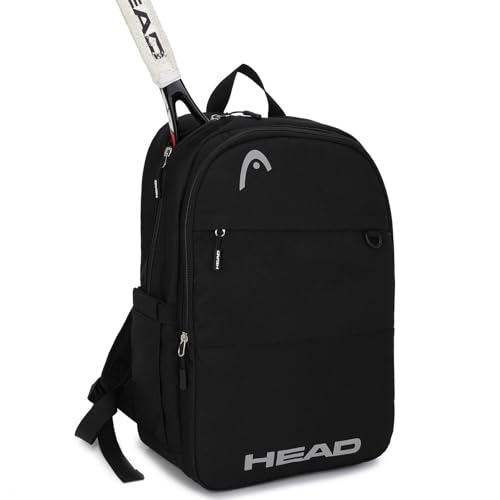 HEAD Waterproof Travel Backpack for Women & Men, Lightweight Laptop Backpack Computer Bags Fits 15.6 inch Notebook, Casual Daypack College Backpacks for Weekender Overnight/Sports Gym/Work/Fitness - color: Black