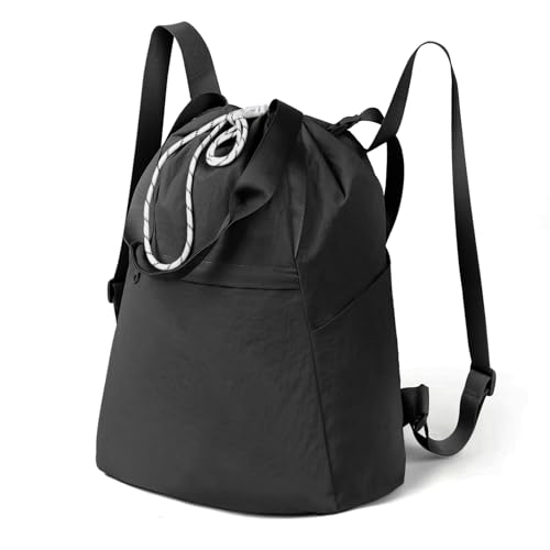 Valleycomfy Drawstring Backpack with Wet Pocket,Waterproof Drawstring Bag,Gym Backpack for Beach,Pool,Swim and Travel,Black - color: Black2