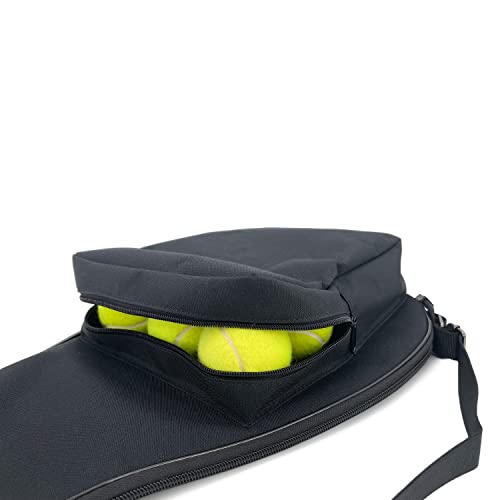 Tennis Bag Lightweight and Padded Tennis Rackets Cover with Adjustable Shoulder Strap - color: Black-Pocket, size: 31"x11.4"