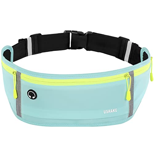 USHAKE Slim Running Belt, Workout Fanny Pack for Men Women,Exercise Waist Pack for Apple iPhone Holder, Runner Belt for Running Walking Cycling Camping Gym Mint blue - color: Mint blue