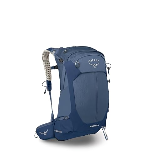Osprey Stratos 24L Men's Hiking Backpack - Adjustable Daypack with Waterproof Raincover & Bottle Pockets, Nirvana Blue - color: Nirvana Blue, style: 24l