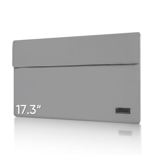 ARZOPA 17.3" Portable Monitor Sleeve Bag, PU Leather Laptop Case for Travel, Grey - size: 17.3"
